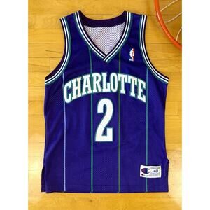 Charlotte Hornets Vintage Authentic Larry Johnson Alternate Basketball Jersey 40